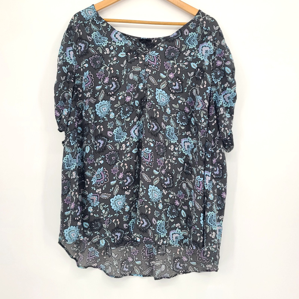 Torrid Harper Georgette Ruched Sleeve Blouse Paisley Floral Whimsigoth Size 5X